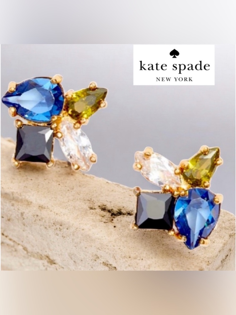 NWT Kate Spade Cubic Zirconia Multicolor Gemstone Stud Earrings